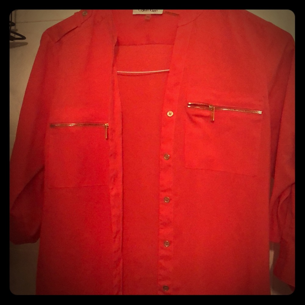 Coral Calvin Klein blouse